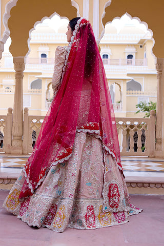 Caramel taupe mulberry silk bridal lehenga set