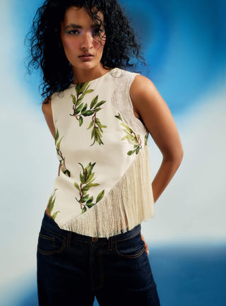 Willow lace fringe top