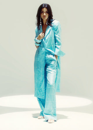 Powder blue crossword jacket and pants