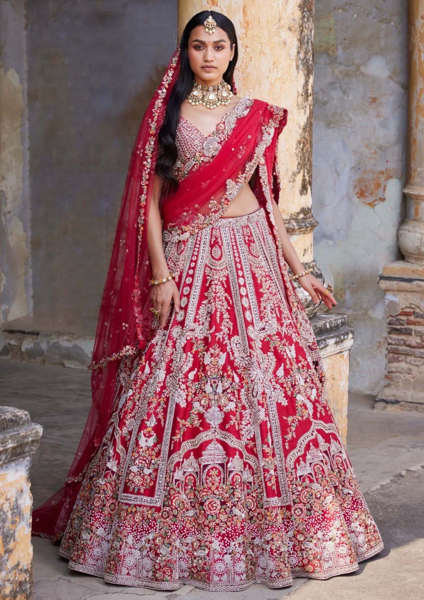Dolly J Eleni Maroon Bridal Lehenga Set - Main Image