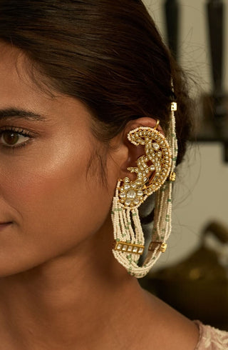 Navya gold plated kundan statement earring