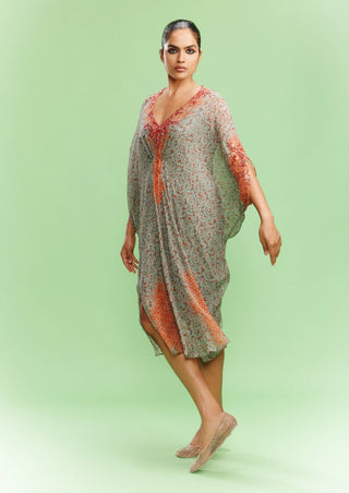 Oeshi Chiffon Ditsy Print Kaftan by Dolly J, available on Indiaspopup.com