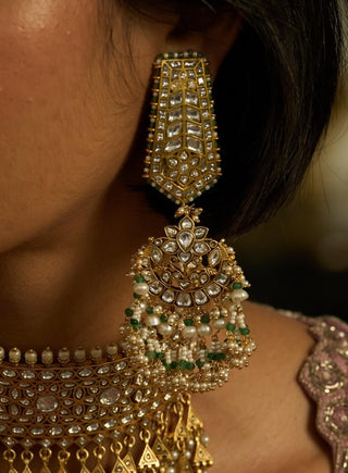 Zoha gold plated kundan chandbali