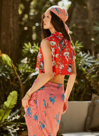 Paradise Cropped Blazer With Bustier And Skirt by Nautanky, available on Indiaspopup.com