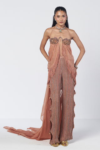 Almond Mist peach bralette and pants set