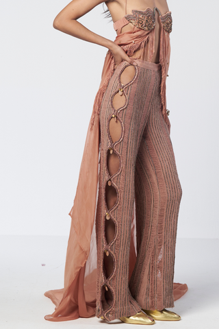 Almond Mist peach bralette and pants set