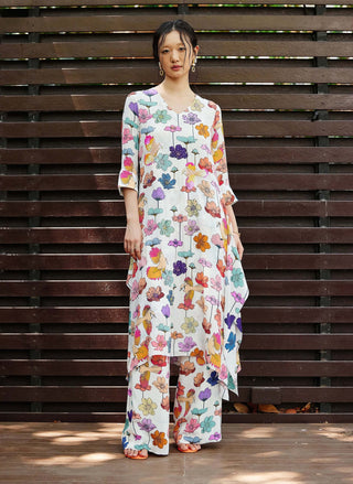 Flora Ivory Kurta And Pants by Nautanky, available on Indiaspopup.com