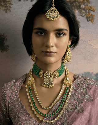 Ira green polki long necklace