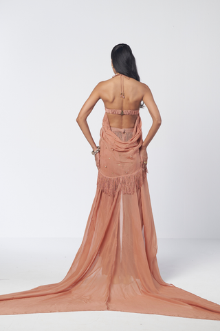 Almond Mist peach bralette and pants set
