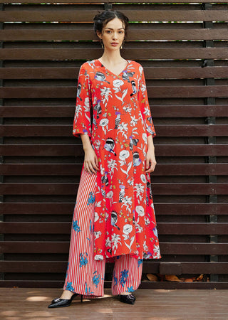 Paradise Red Kurta And Pants by Nautanky, available on Indiaspopup.com