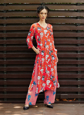 Paradise Red Kurta And Pants by Nautanky, available on Indiaspopup.com