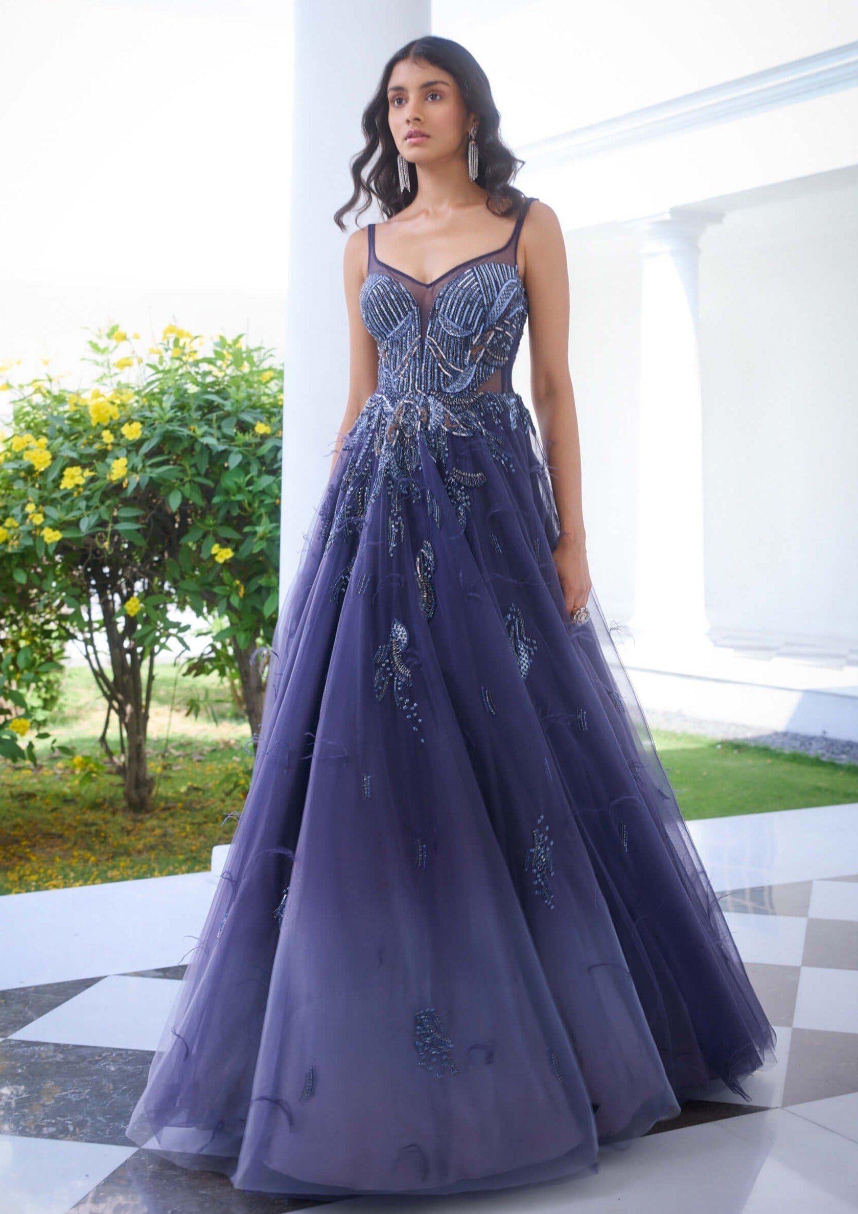 Dolly J Elaheh Lavender Blue Ombre Gown | Indiaspopup.com Dolly J Elaheh Lavender Blue Ombre Gown | Indiaspopup.com