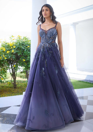 Elaheh lavender blue ombre gown