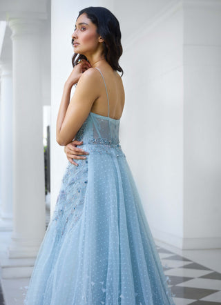 Adira light blue organza gown
