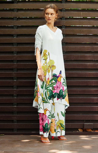 Flourish White Kurta And Pants by Nautanky, available on Indiaspopup.com