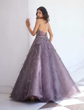 Harvest mauve gray ball gown