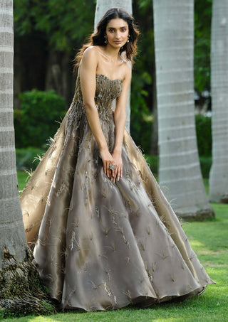 Ice foam olive green ball gown