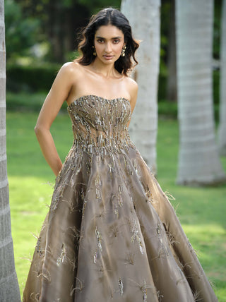 Ice foam olive green ball gown