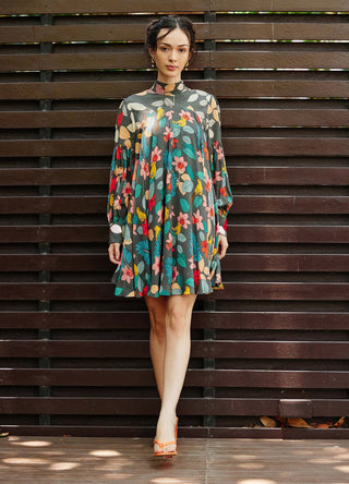 Exotica flower printed dress