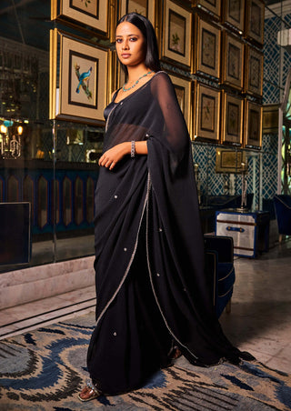 Black chiffon sari and blouse