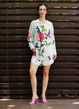 Meadow White Shirt And Shorts by Nautanky, available on Indiaspopup.com