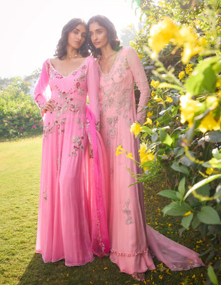 Devorah Rose Pink Kurta And Sharara Set by Dolly J, available on Indiaspopup.com