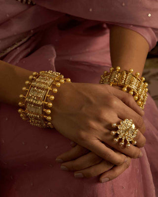 Gauri gold plated kundan bangles