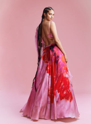 Sahana Pink Watercolor Lehenga Set by Dolly J, available on Indiaspopup.com