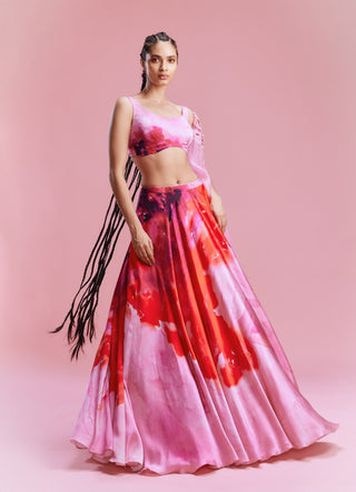 Sahana pink watercolor lehenga set