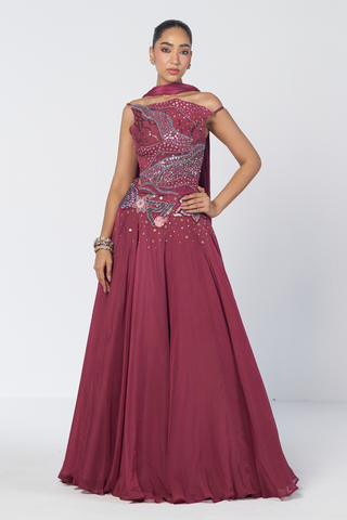 Param Sundari wine lehenga set