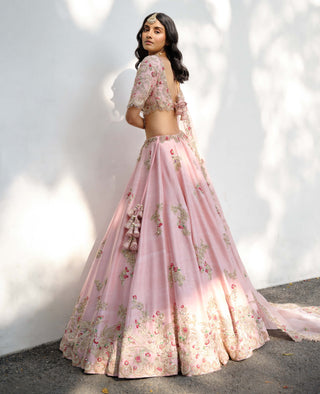 Eidel Pink Raw Silk Lehenga Set by Dolly J, available on Indiaspopup.com