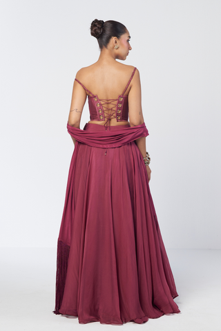 Param Sundari wine lehenga set
