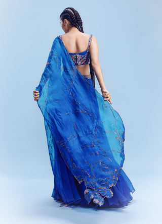 Kai Chiffon Blue Lehenga Set by Dolly J, available on Indiaspopup.com