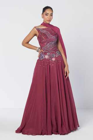 Param Sundari wine lehenga set