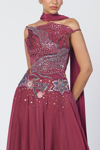 Param Sundari wine lehenga set