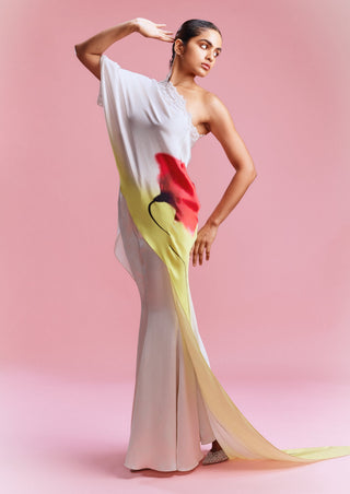 Inara ivory satin cape and pants