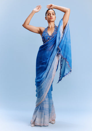 Zana blue ombre sari set