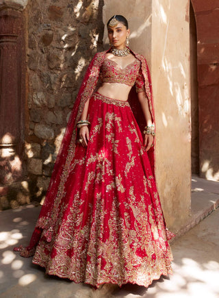 Atreyi red bridal lehenga set