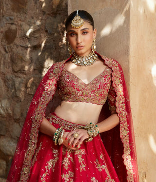 Atreyi red bridal lehenga set