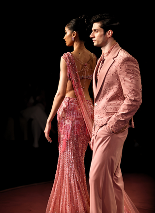 Pankhuri draped sari set