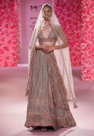 Chloe Rose Gold Lehenga Set by Dolly J, available on Indiaspopup.com