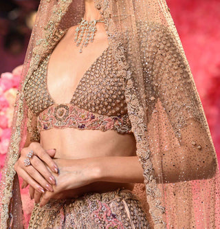 Chloe Rose Gold Lehenga Set by Dolly J, available on Indiaspopup.com