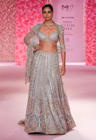 Sophia Powdery Sage Lehenga Set by Dolly J, available on Indiaspopup.com