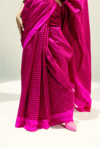 Rani Pink Cosmo Sari With Unstitched Blouse Piece by Ekaya available on Indiaspopup.com