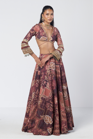 Armlet mocha lehenga set