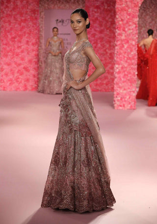 Gaelle Mauve Pink Lehenga Set by Dolly J, available on Indiaspopup.com