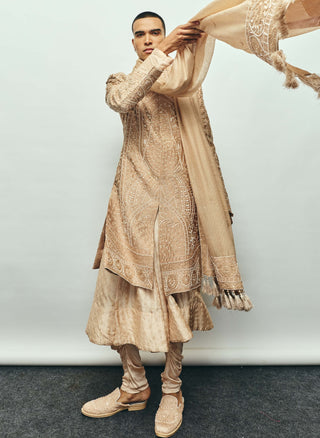 Maharaja caramel beige sherwani set