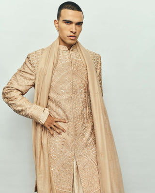 Maharaja caramel beige sherwani set