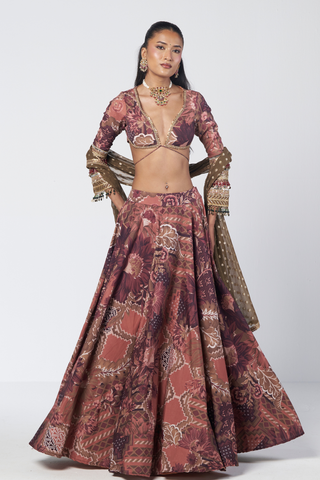 Armlet mocha lehenga set
