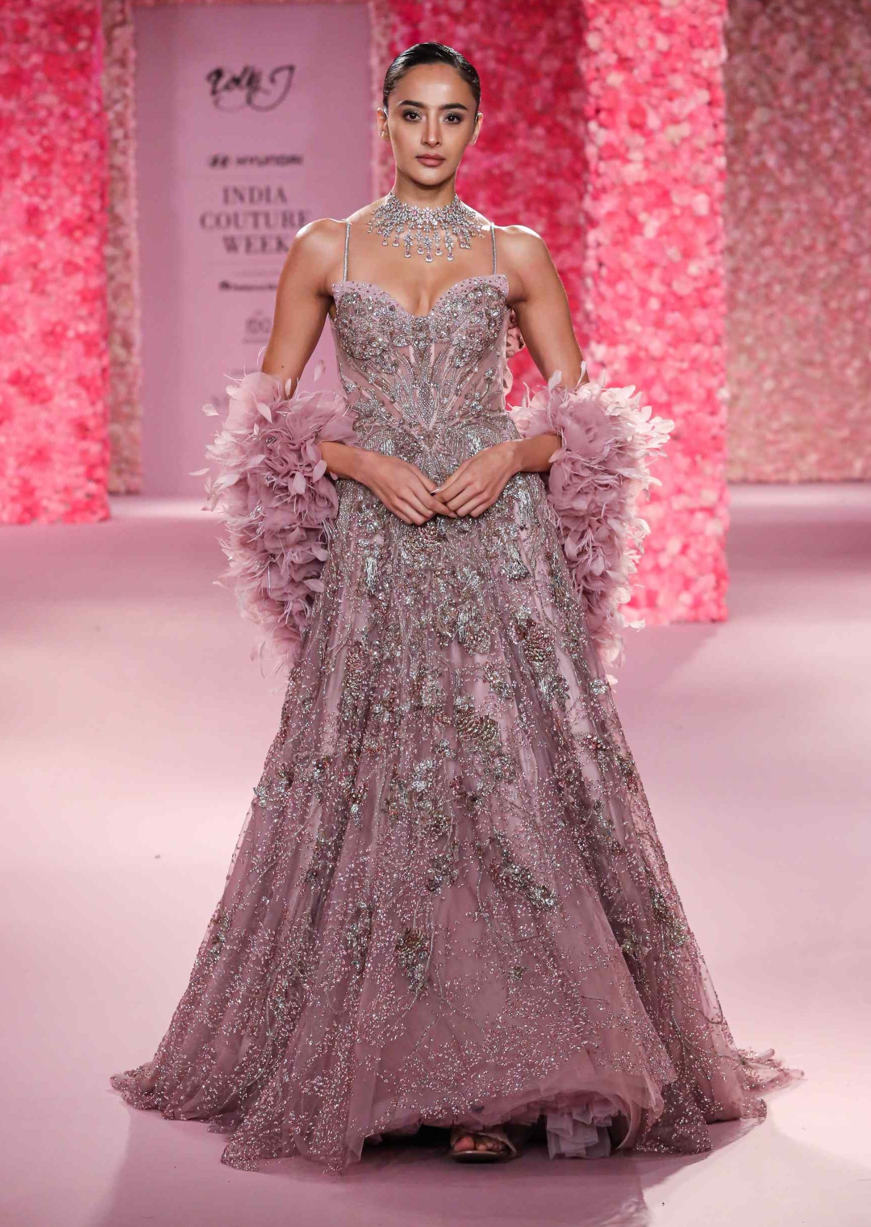 pink sequin dress india Pink Sequin Lehnega Set